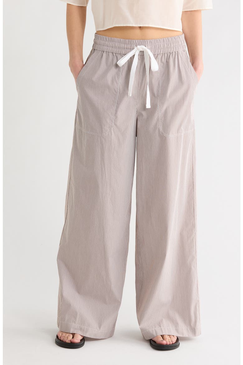 Main St. Cotton Wide Leg Pants, Main, color, WHITE/ CHOCOLATE