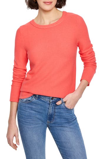 Nic + Zoe Nic+zoe Baby Garter Crewneck Sweater In Pink