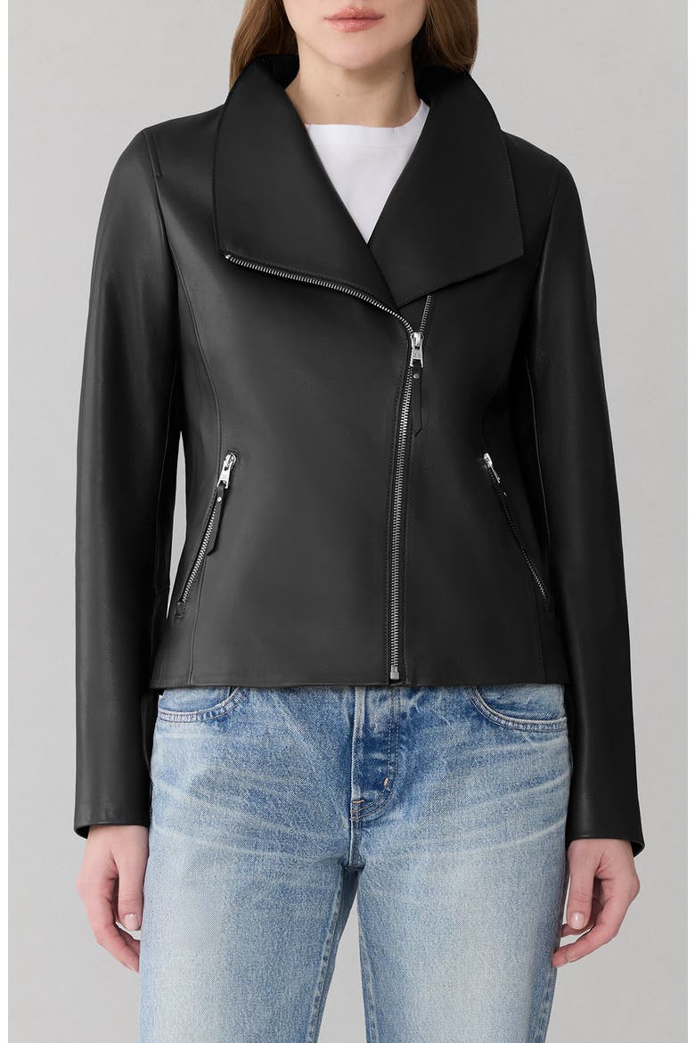 Catherine Leather Moto Jacket, Main, color, BLACK