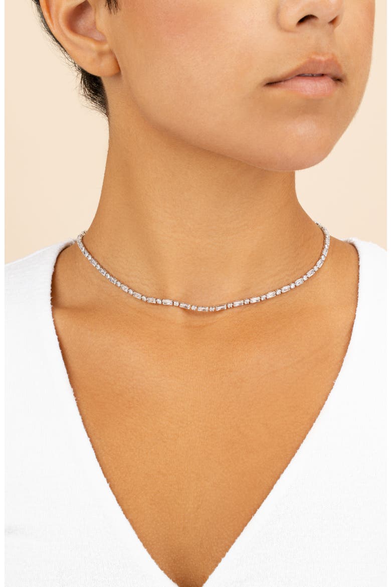 Georgia Cubic Zirconia Tennis Necklace, Alternate, color, SILVER