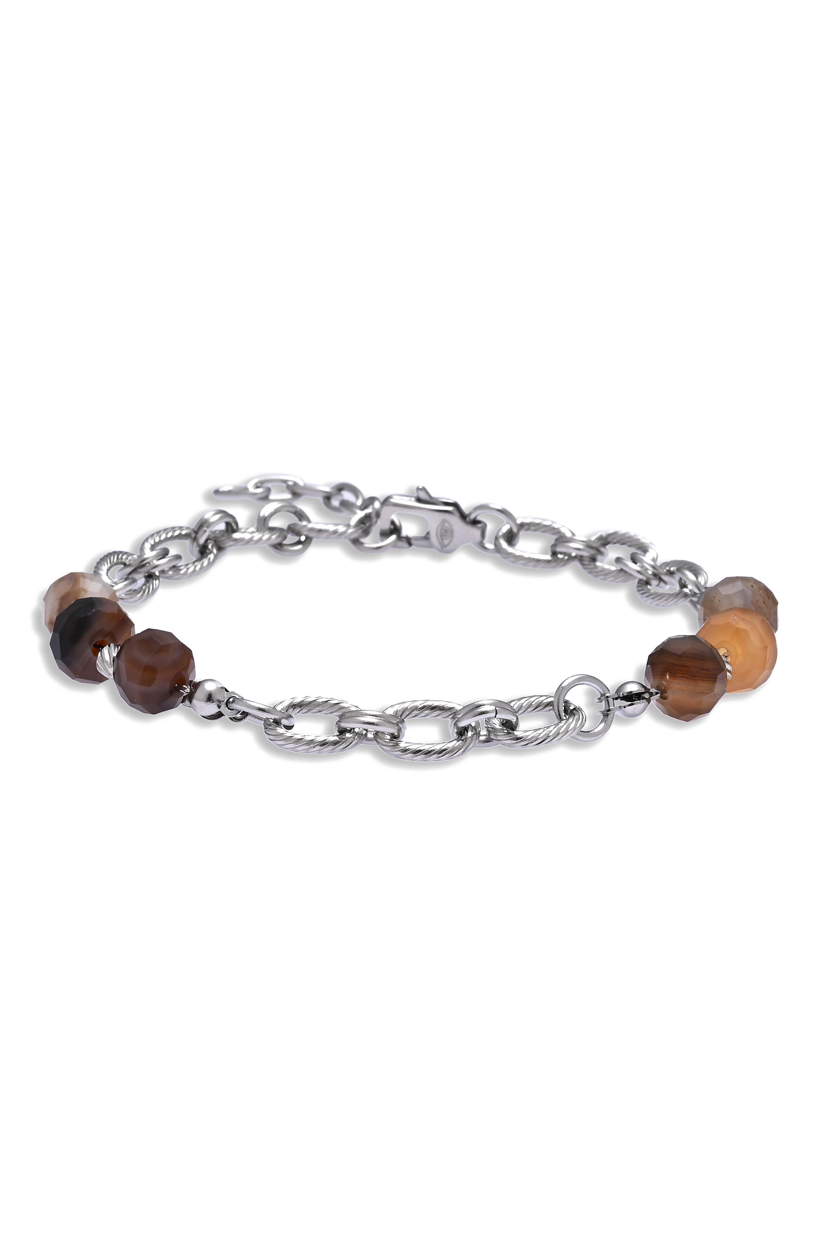 EYE CANDY LOS ANGELES Men's Leonardo Agate Beaded Chain Bracelet