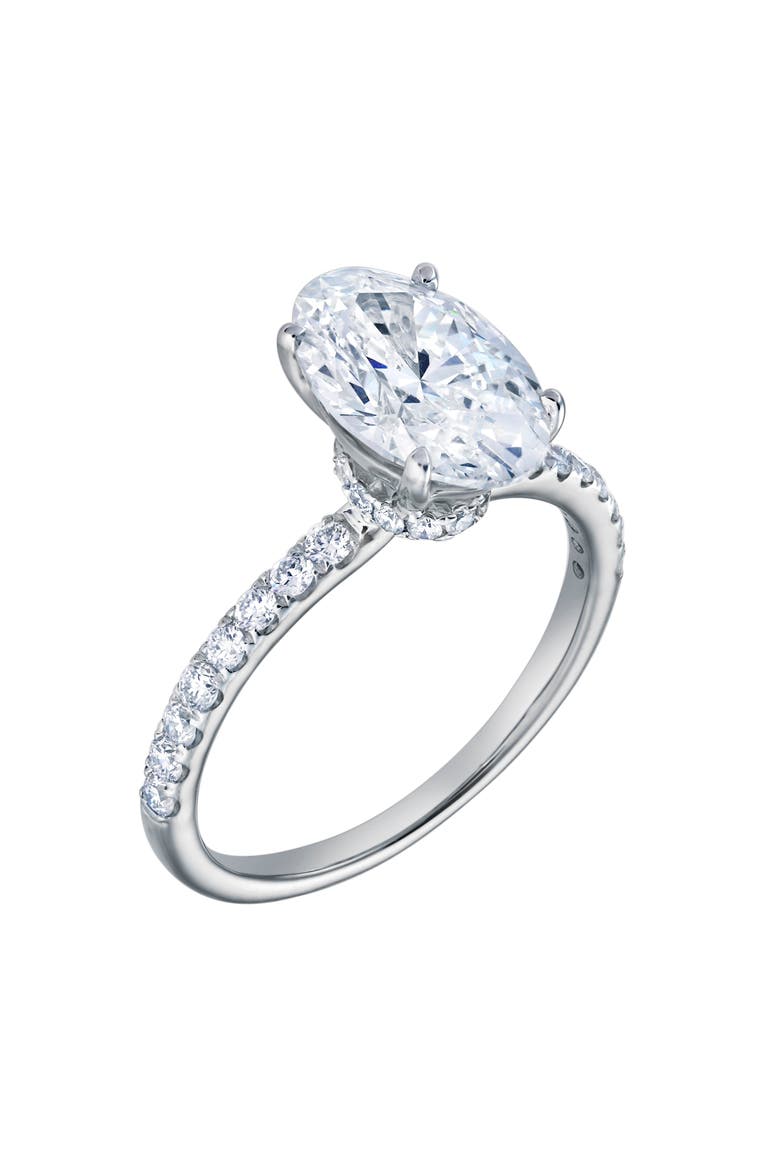 Adriana 14K White Gold Oval Lab Grown Diamond Hidden Halo Engagement Ring - 2.35 Ct, Alternate, color, 14K White Gold