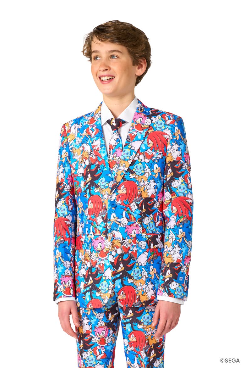 Kids' Sonic the Hedgehog™ Two-Piece Suit & Tie Set, Alternate, color, BLUE MULTI