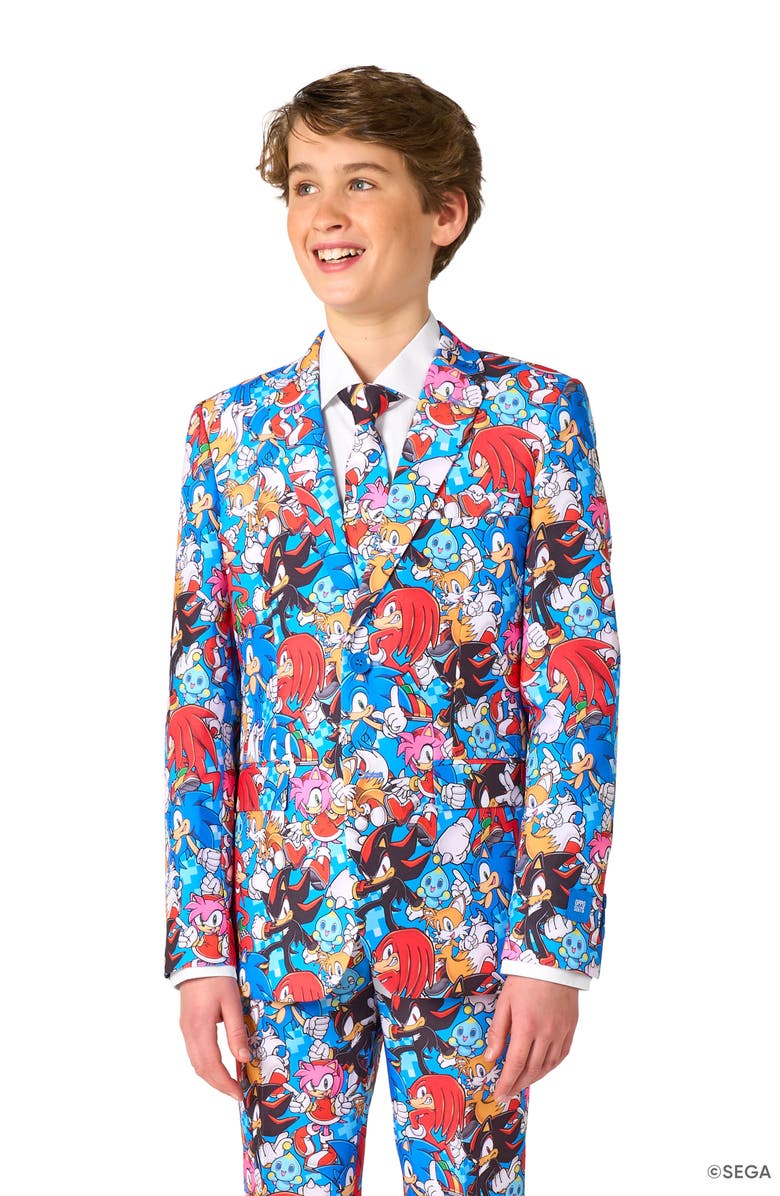 OppoSuits Kids' Sonic the Hedgehog<sup>™</sup> Two-Piece Suit & Tie Set, Alternate, color, Blue Multi
