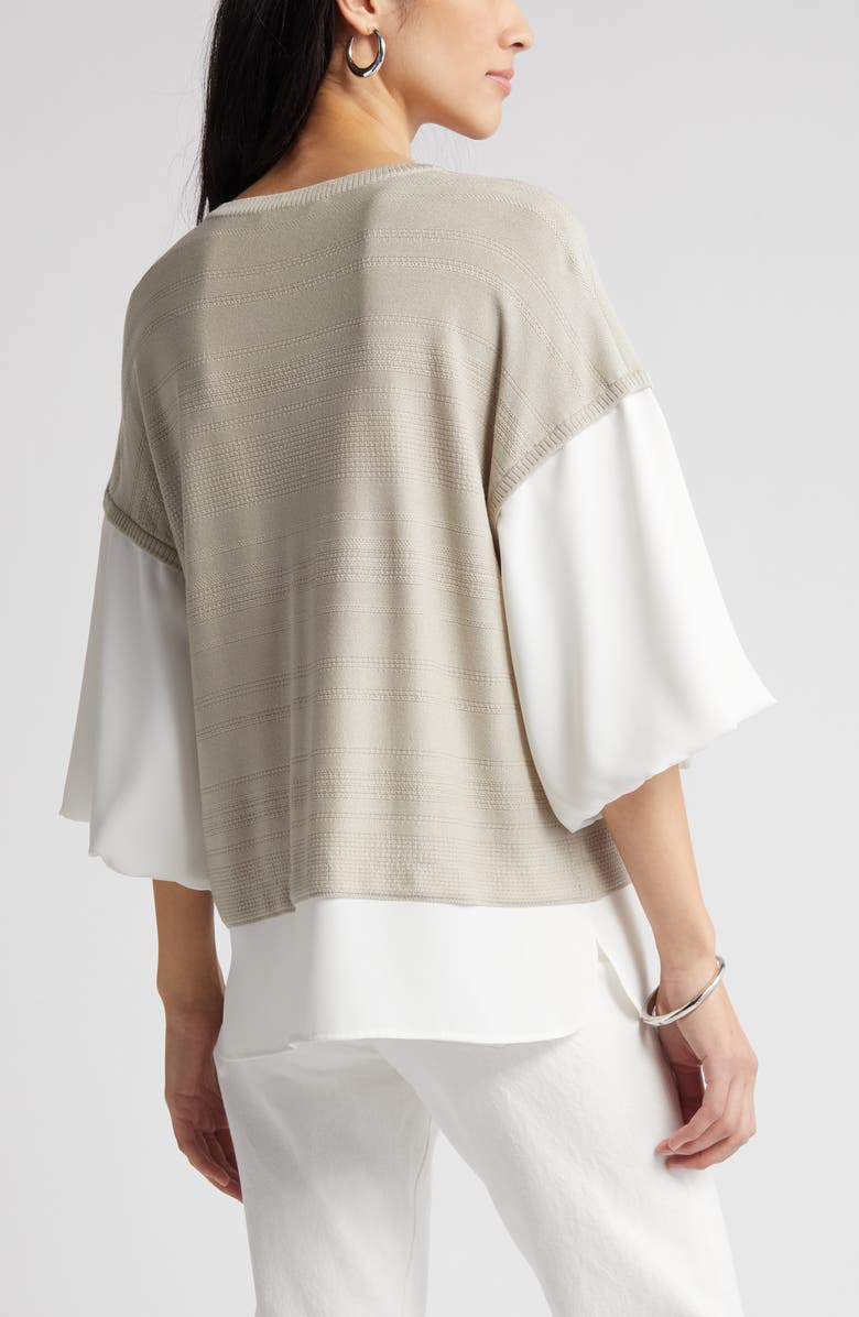 Ming Wang Colorblock Mixed Media Top, Alternate, color, 