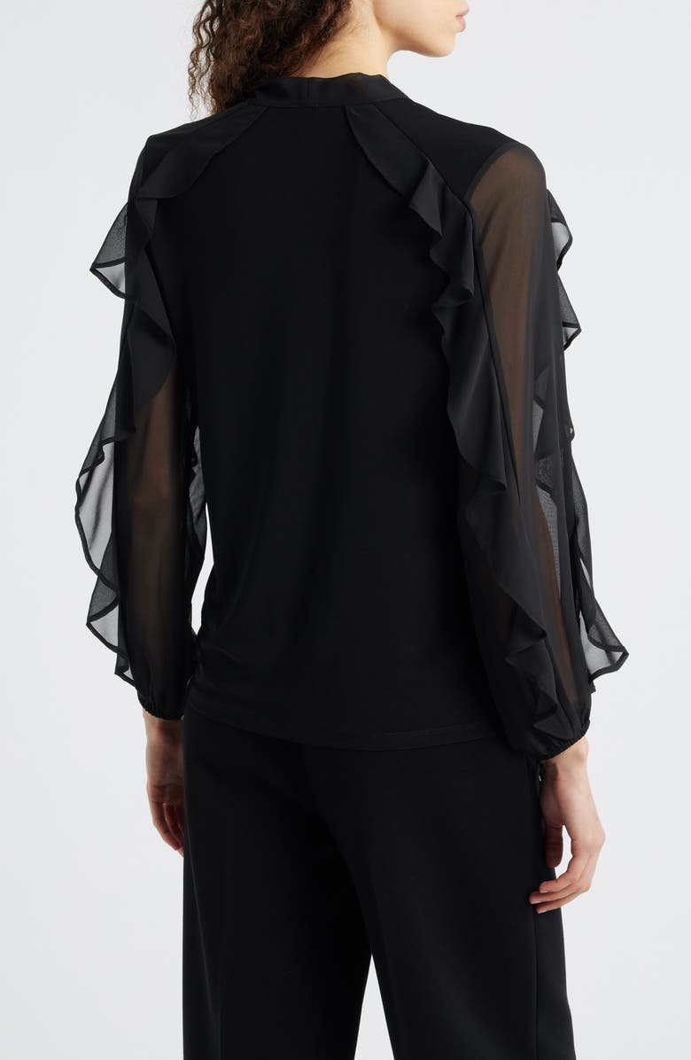 Anne Klein Ruffle Tie Neck Top, Alternate, color, Anne Black