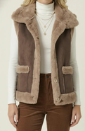 Modenaire Faux Shearling Trim Vest