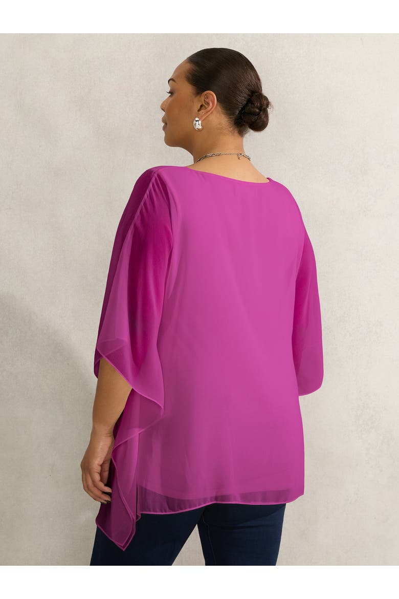 Chiffon V-Neck Overlay Top, Alternate, color, Magenta