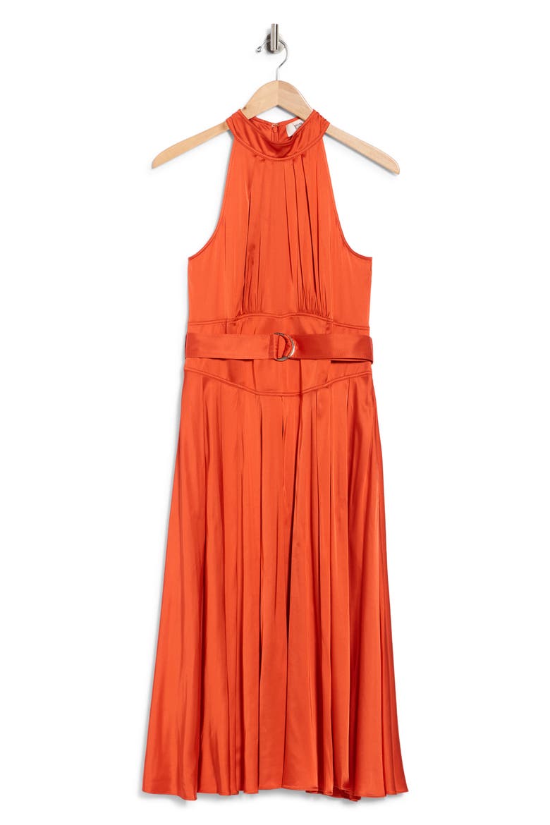 Nicola Sleeveless Belted Midi Dress, Alternate, color, BURNT OCHRE