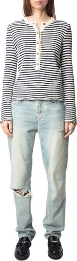 Zadig & Voltaire Mandala Stripe Henley Sweater | Nordstrom