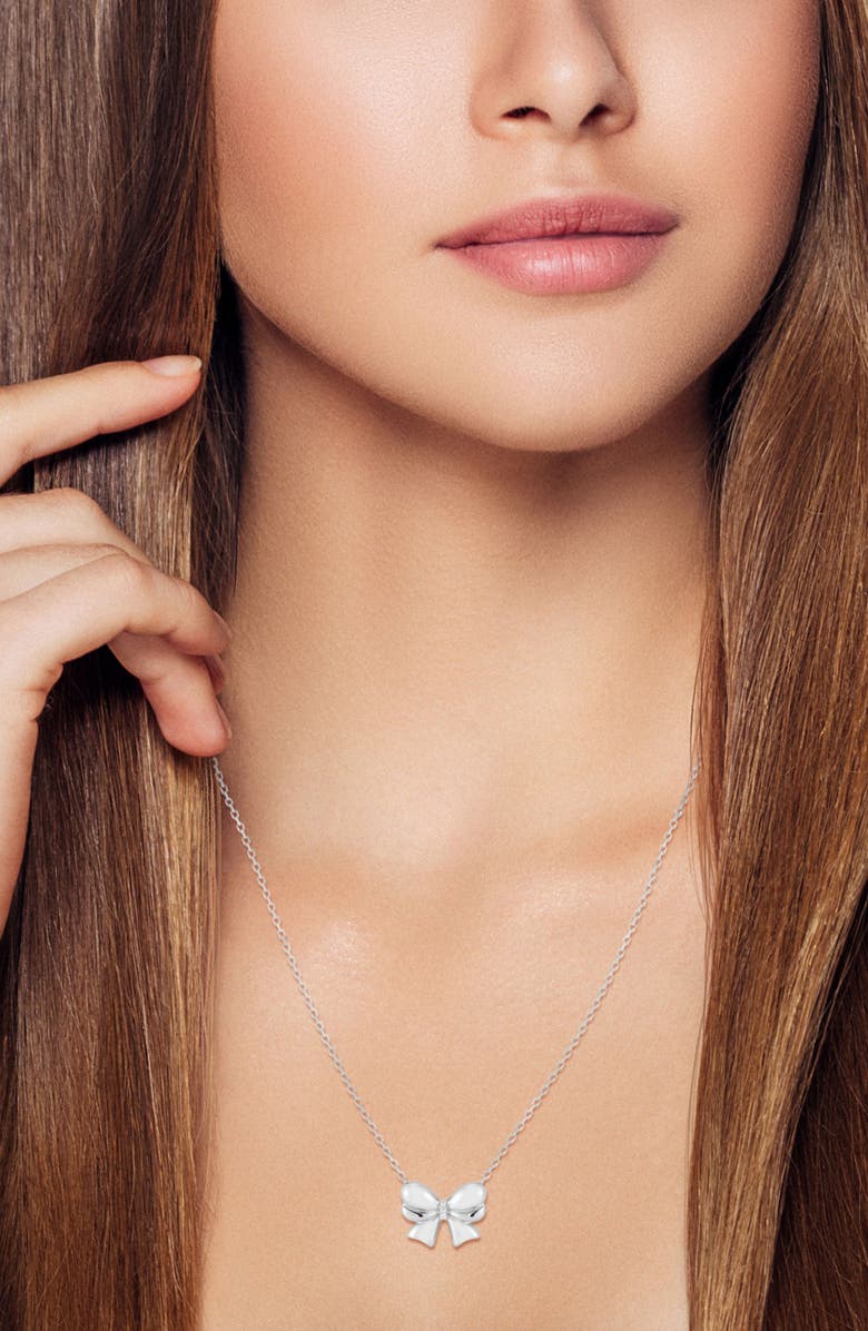 GLAZE JEWELRY Bow Pendant Necklace, Alternate, color, Silver