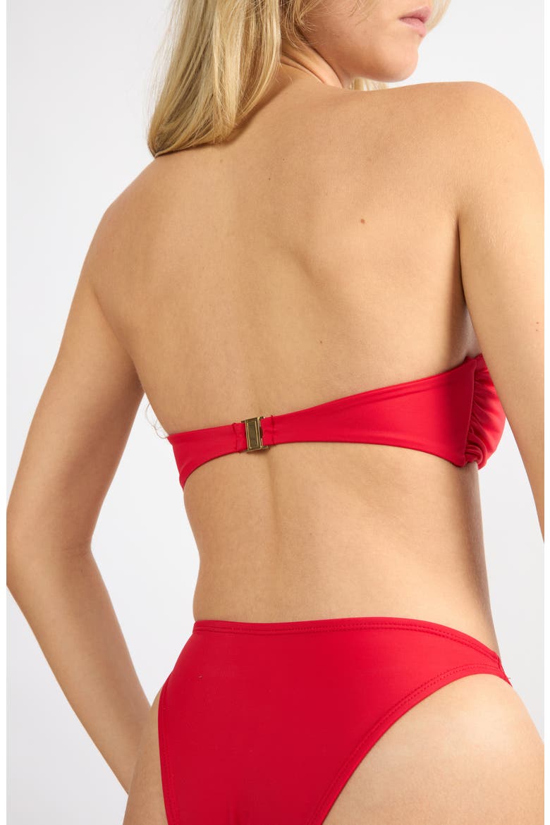 Strapless Bikini Top, Alternate, color, RED