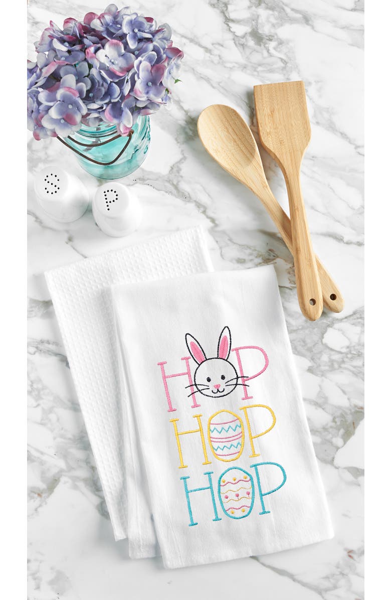 C&F Home "Hop Hop Hop" Easter Bunnies 100% Cotton Flour Sack Dishtowel, Alternate, color, White