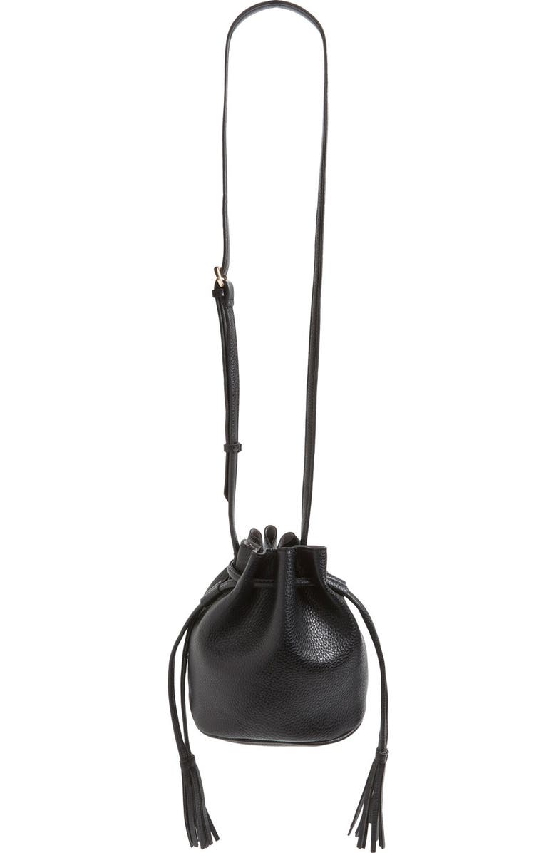 Street Level Mini Faux Leather Tassel Bucket Bag, Alternate, color,