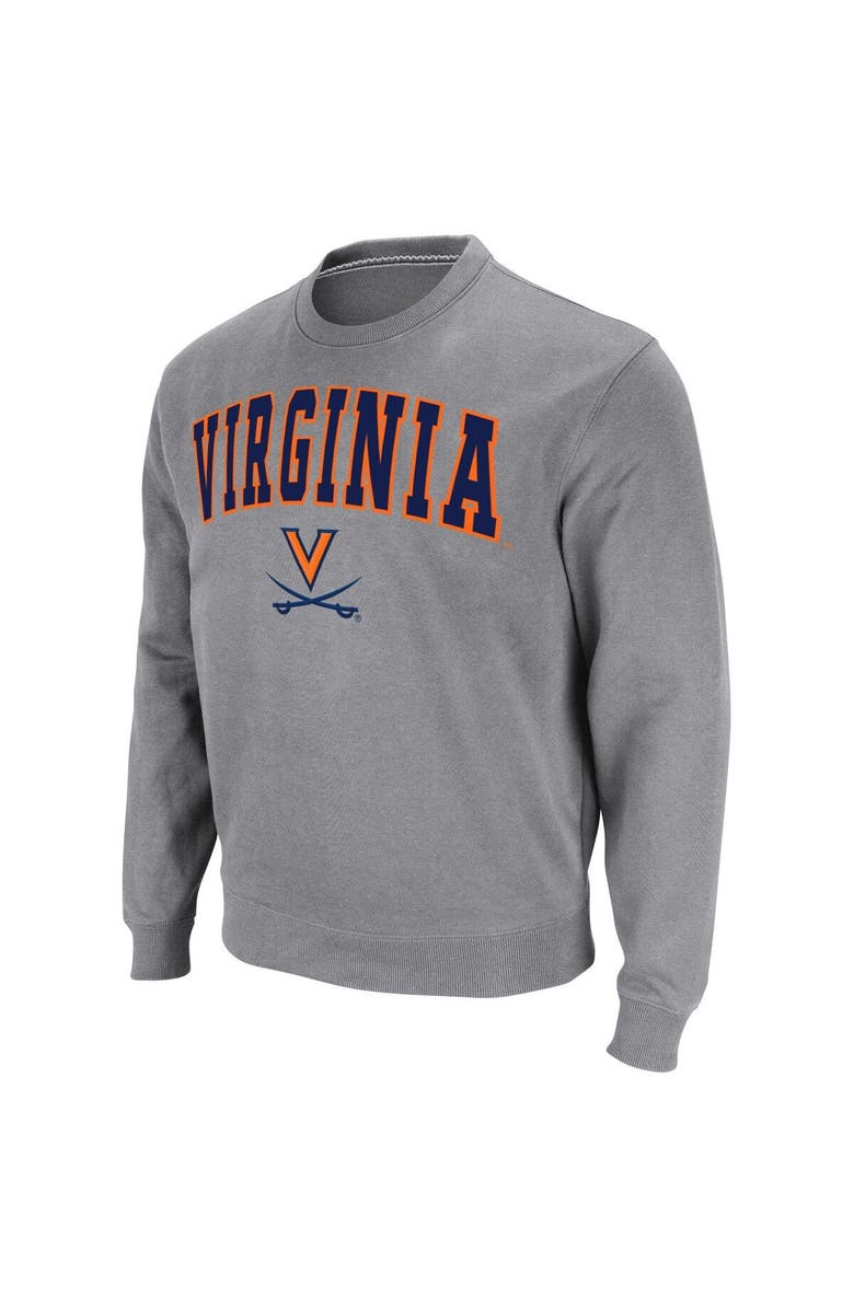COLOSSEUM Men's Colosseum Heather Gray Virginia Cavaliers Arch & Logo Pullover Sweatshirt, Alternate, color, Heather Gray