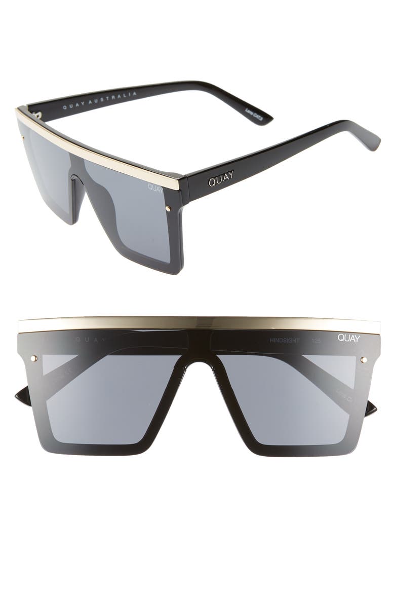 Hindsight 142mm Shield Sunglasses, Alternate, color, BLACK GOLD / SMOKE