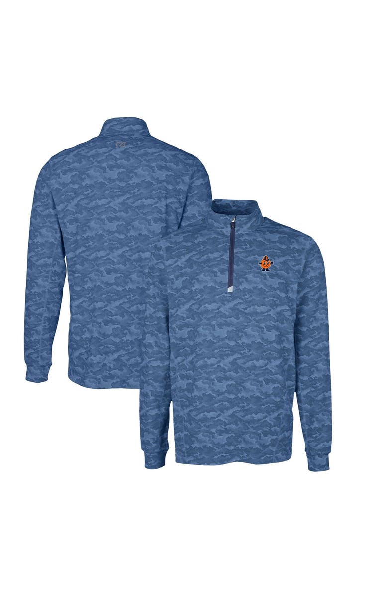 Cutter & Buck Men's Cutter & Buck Navy Syracuse Orange Big & Tall Traverse Camo Print Stretch Quarter-Zip DryTec Top, Alternate, color, 