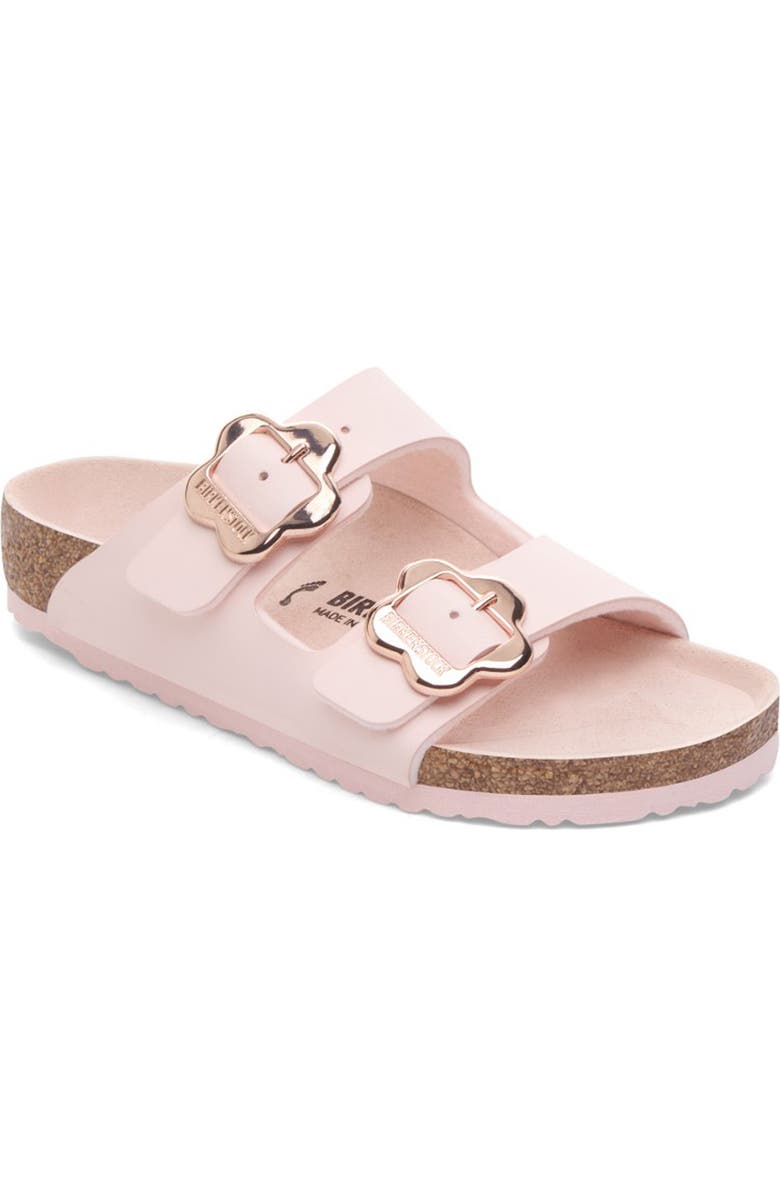 Birkenstock Kids' Arizona Flower Buckle Slide Sandal, Main, color, Light Rose