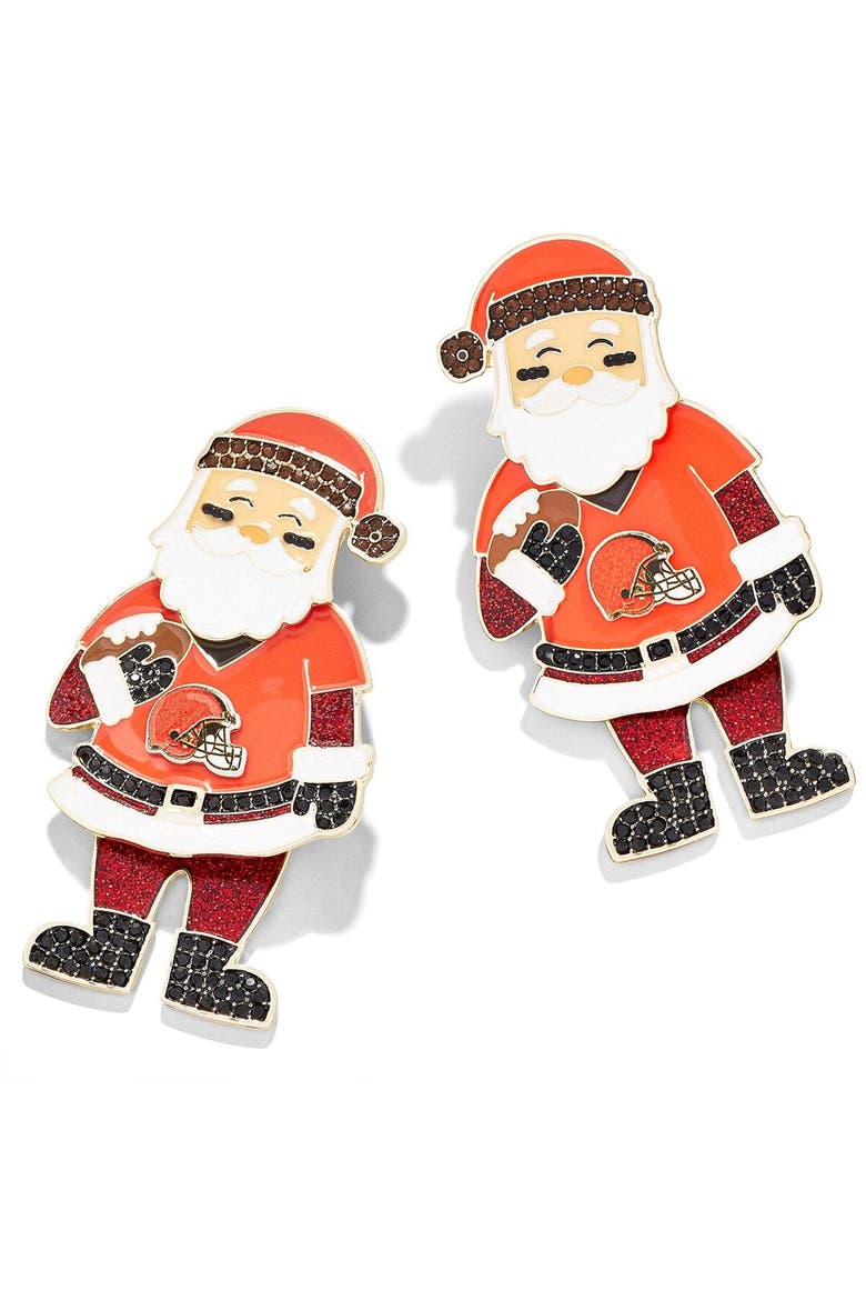 Women's BaubleBar Cleveland Browns Santa Claus Earrings, Main, color, Orange
