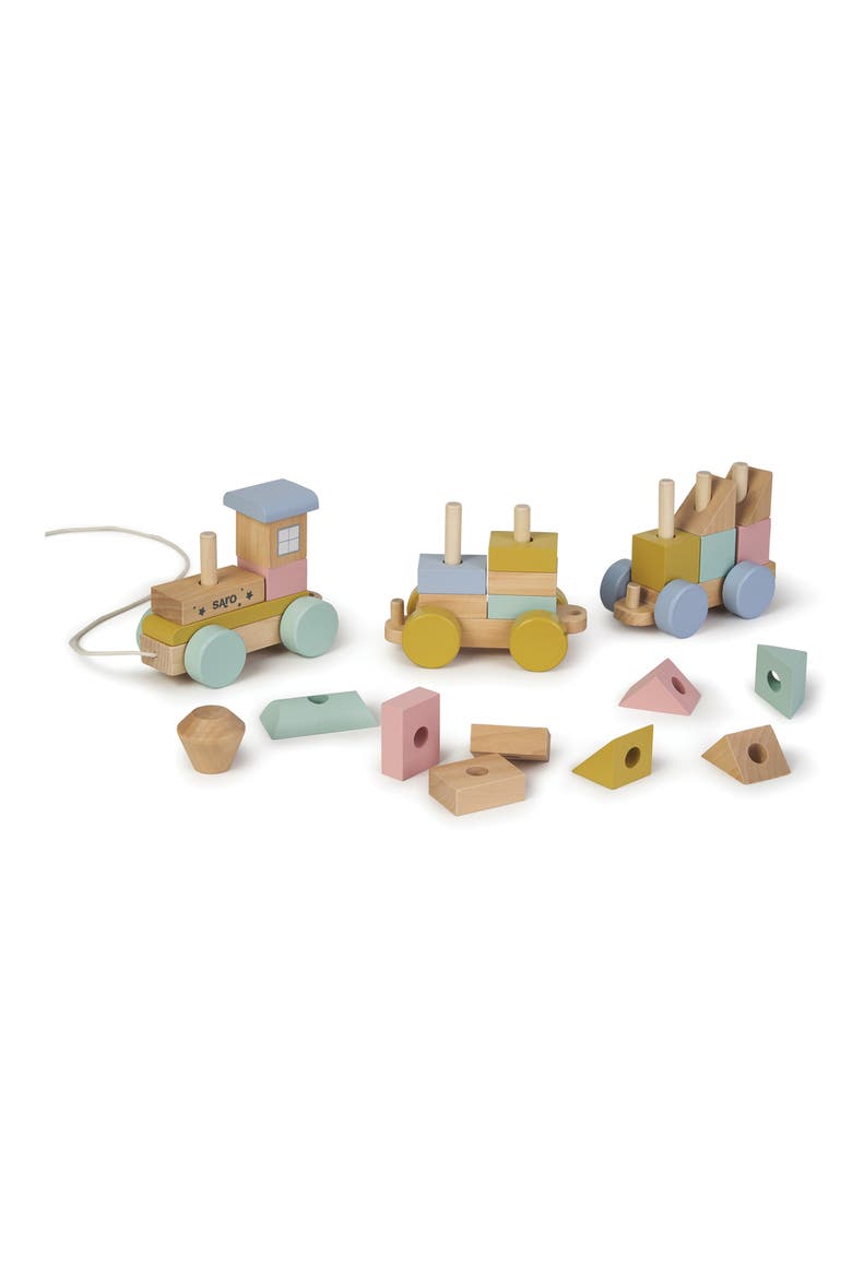Pull Along Wooden Stacking Train, Alternate, color, MULTI