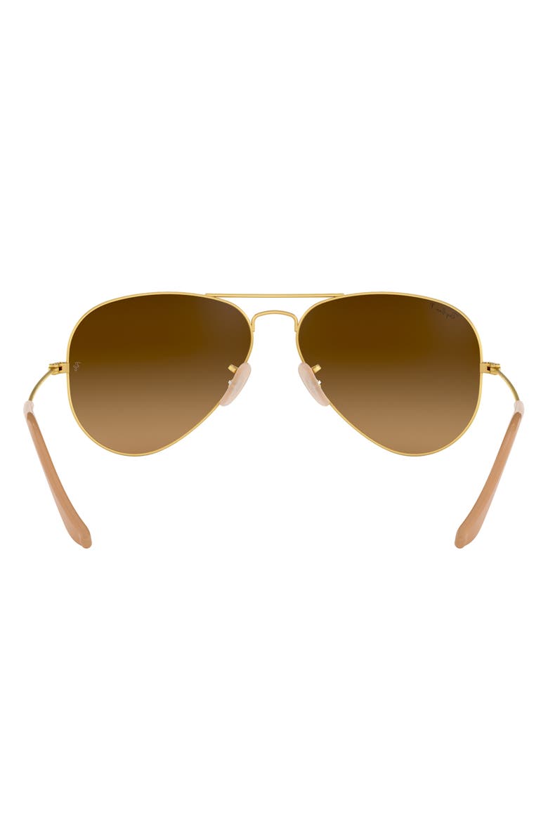Ray-Ban 58mm Polarized Pilot Sunglasses, Alternate, color, Matte Arista / Brown Gradient