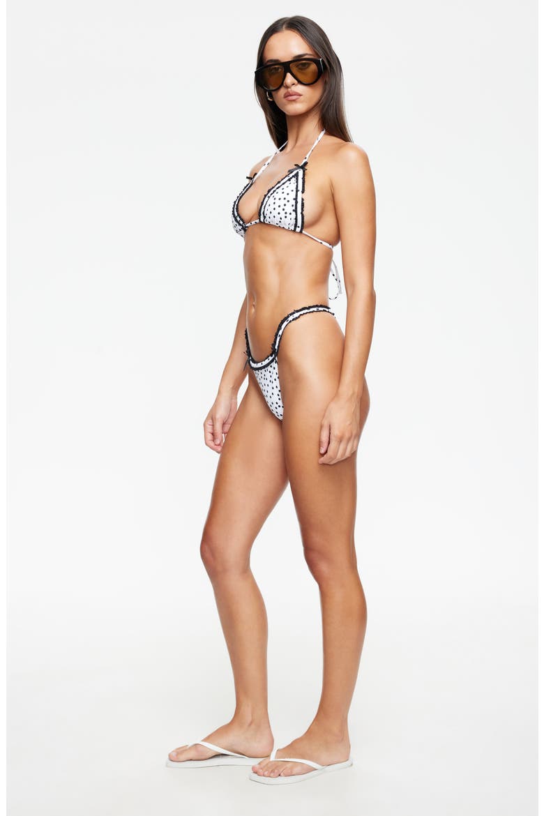Azuri Polka Dot Triangle Bikini Top, Alternate, color, PORCELAIN POLKA