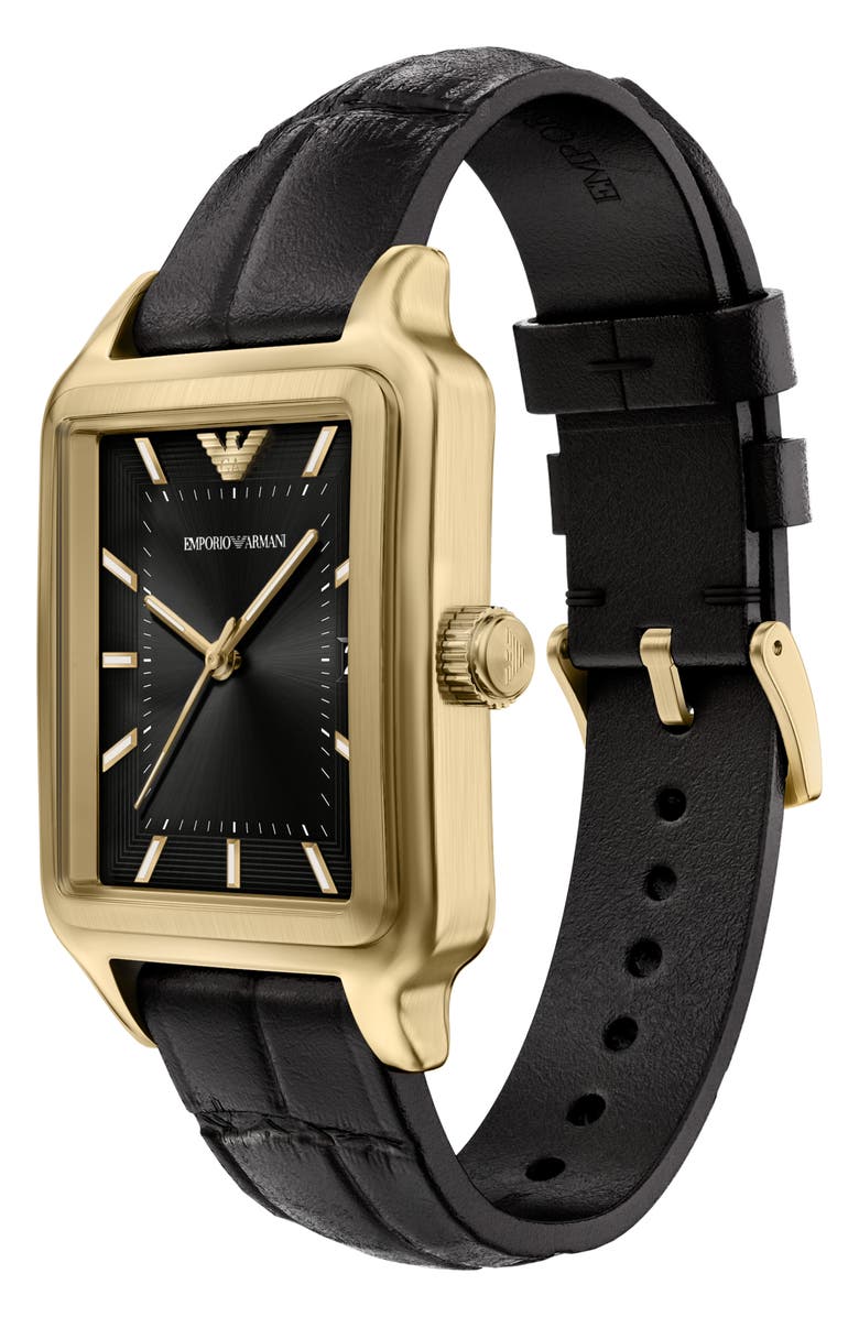 Emporio Armani Tank Leather Strap Watch, 32mm x 48mm, Alternate, color,