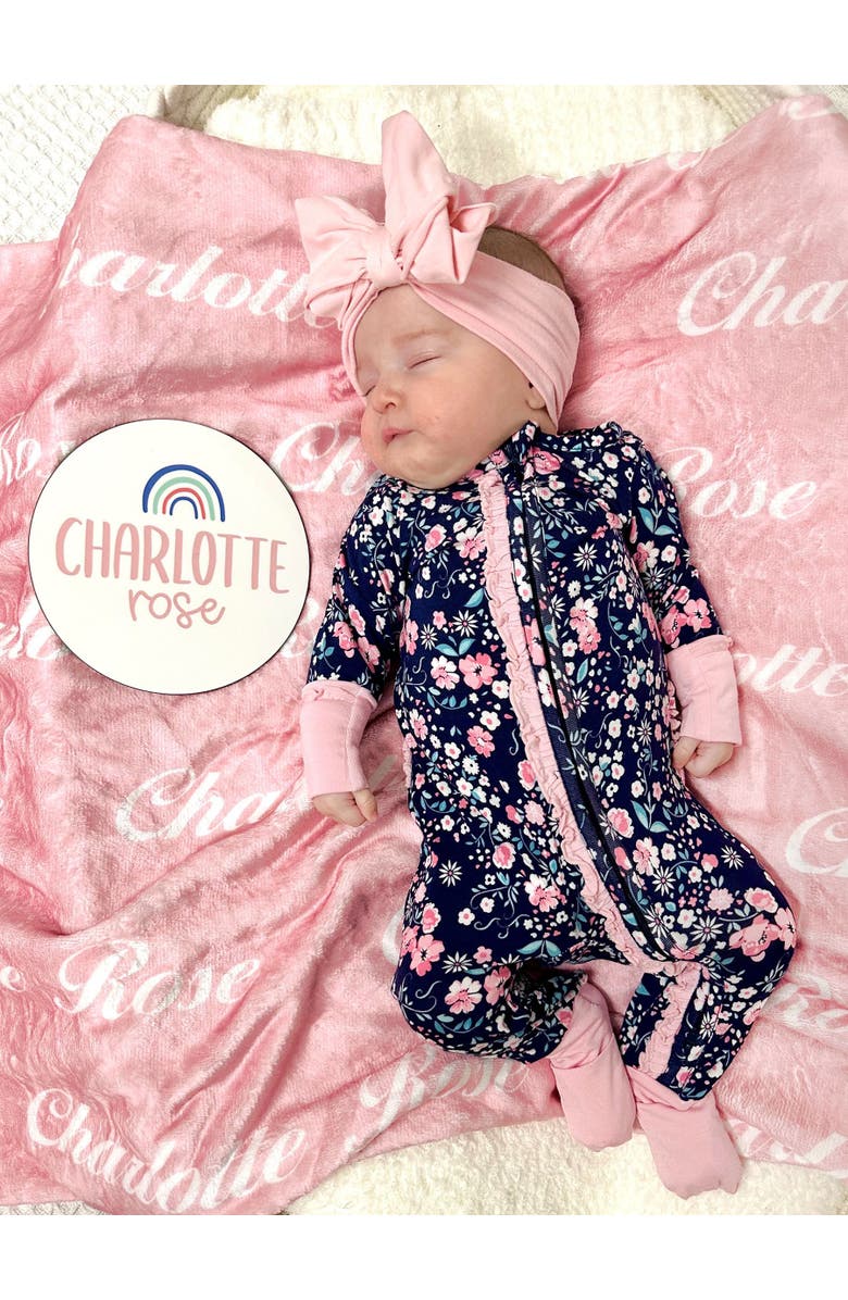 RuffleButts SoftSnooze Baby Girls Ruffle One Piece Convertible Pajamas, Alternate, color, Moonlit Meadow