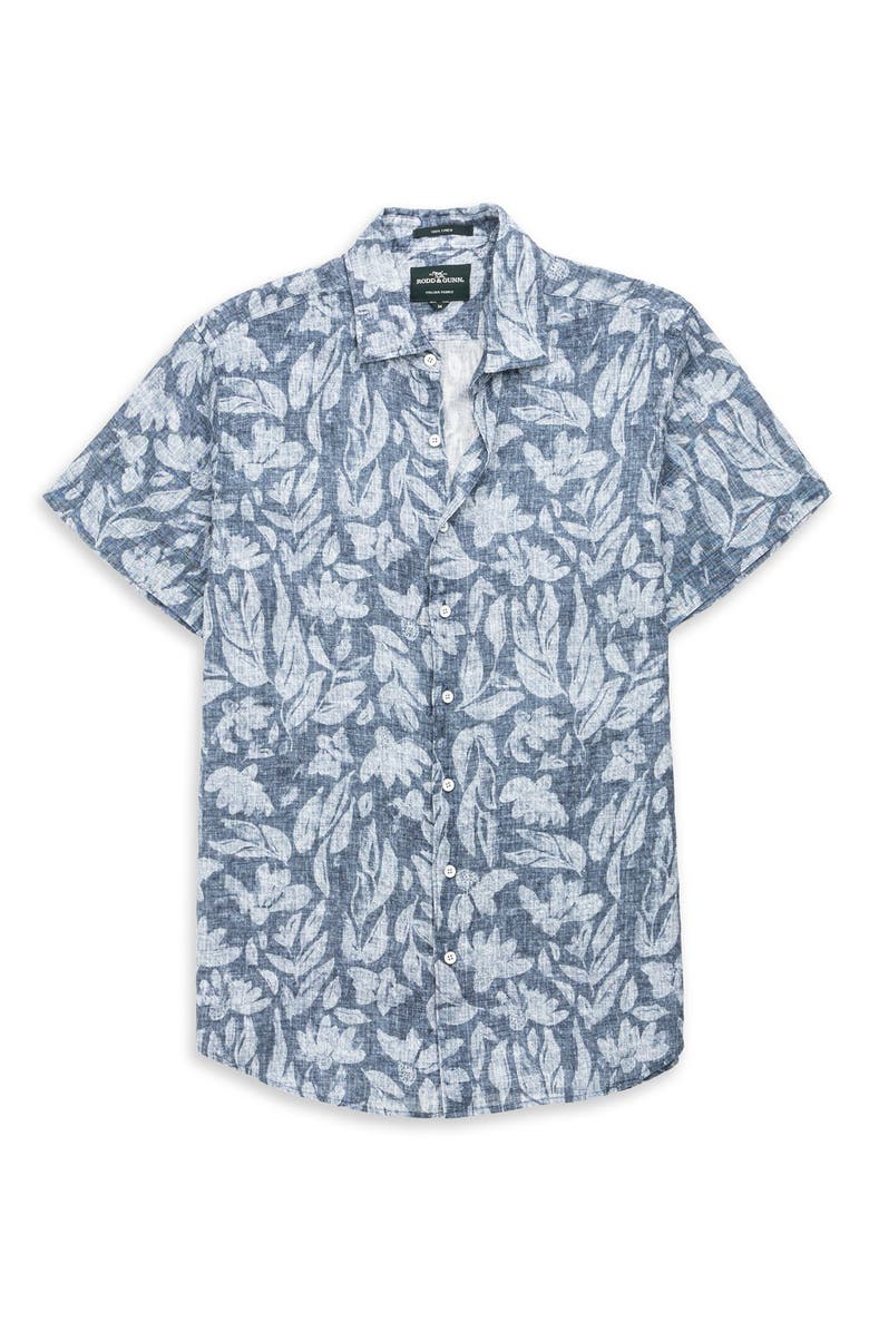 Rodd & Gunn Glen Afton Floral Short Sleeve Linen Button-Up Shirt, Alternate, color, Lake