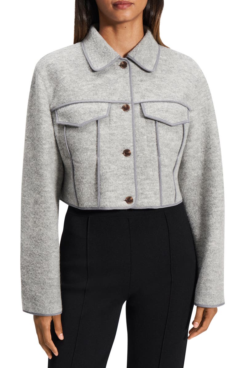 Theory Crop Wool Bouclé Jacket, Main, color, 