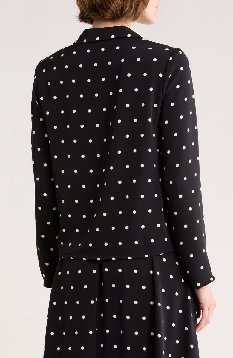 MELLODAY Long Sleeve Drawstring Hem Button-Up Shirt, Alternate, color, Black Bone Dot