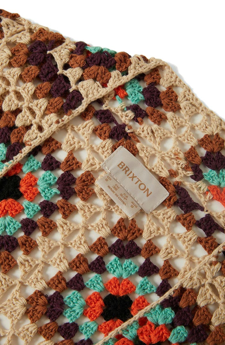 Brixton Patchwork Crochet Cardigan, Alternate, color, Beige Multi Color