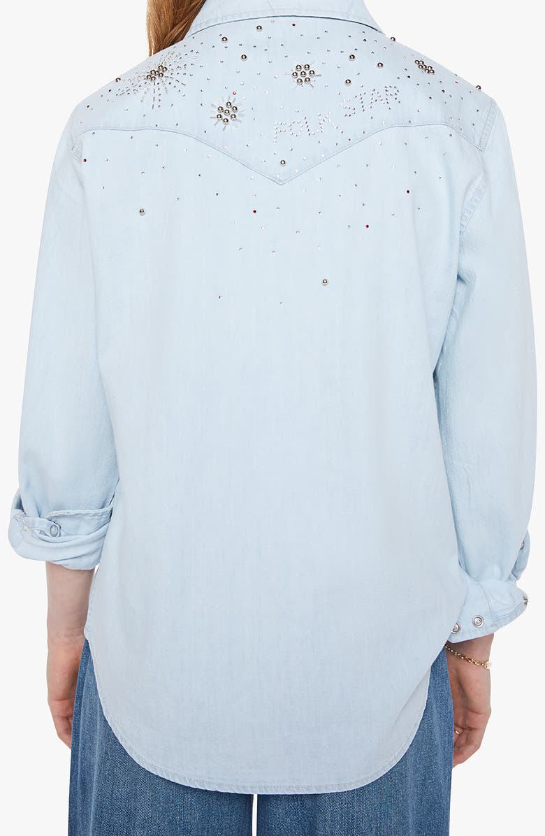 MOTHER All My Exes Embroidered Denim Shirt, Alternate, color, More Is More