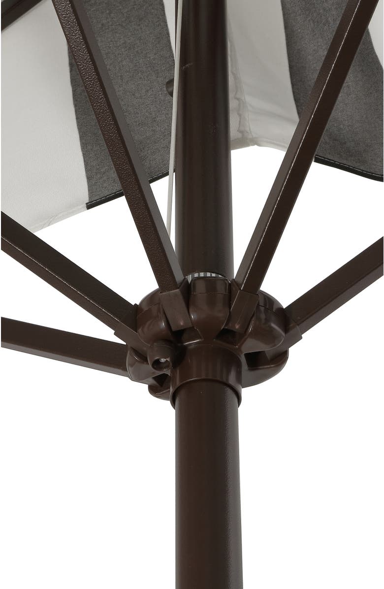 JONATHAN Y Beverly 9 ft. Designer Classic Scalloped Fringe Half Market Patio Umbrella with Crank, Push Button Tilt and UV Protection, Alternate, color, Black/White