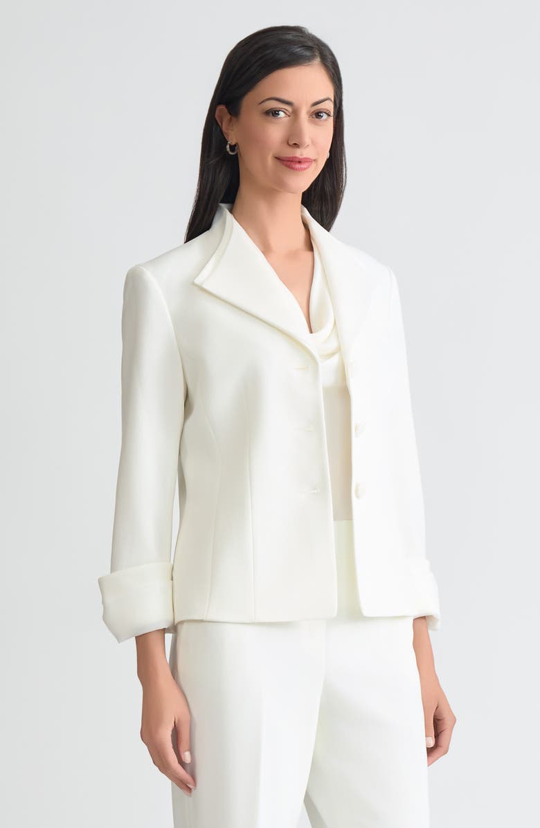 KASPER Winged Lapel Three-Button Blazer, Alternate, color, Vanilla Ice