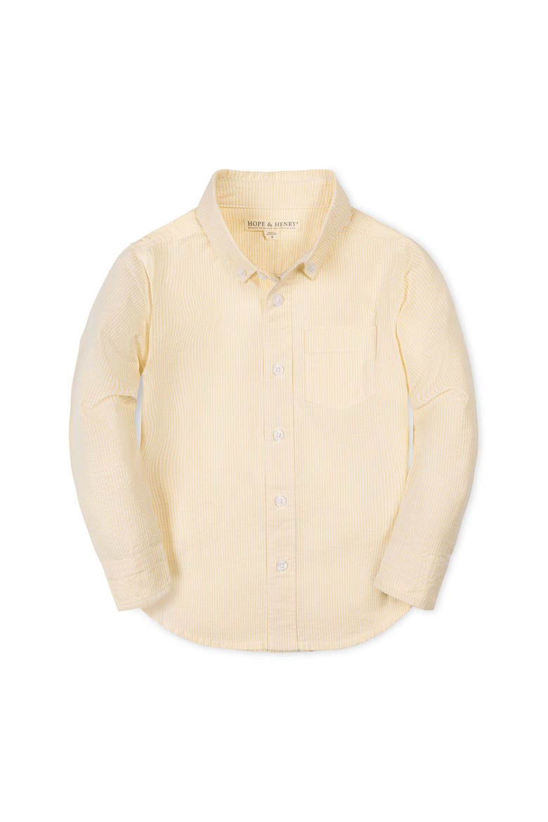 Kids' Organic Long Sleeve Seersucker Shirt, Main, color, Yellow Seersucker