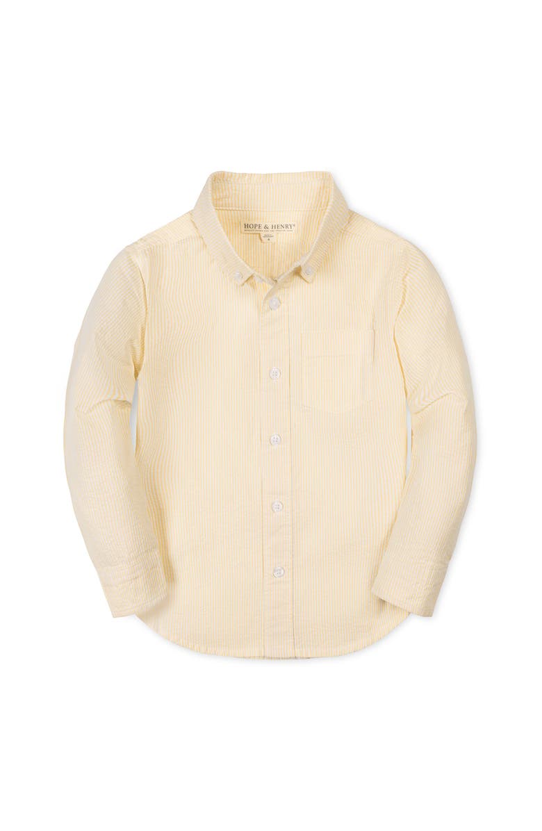 Hope & Henry Kids' Organic Long Sleeve Seersucker Shirt, Main, color, Yellow Seersucker