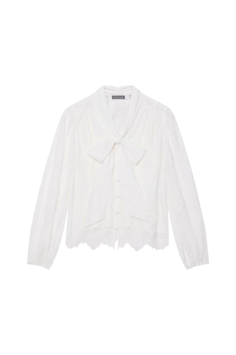 Lace Pussybow Blouse, Alternate, color, Ivory