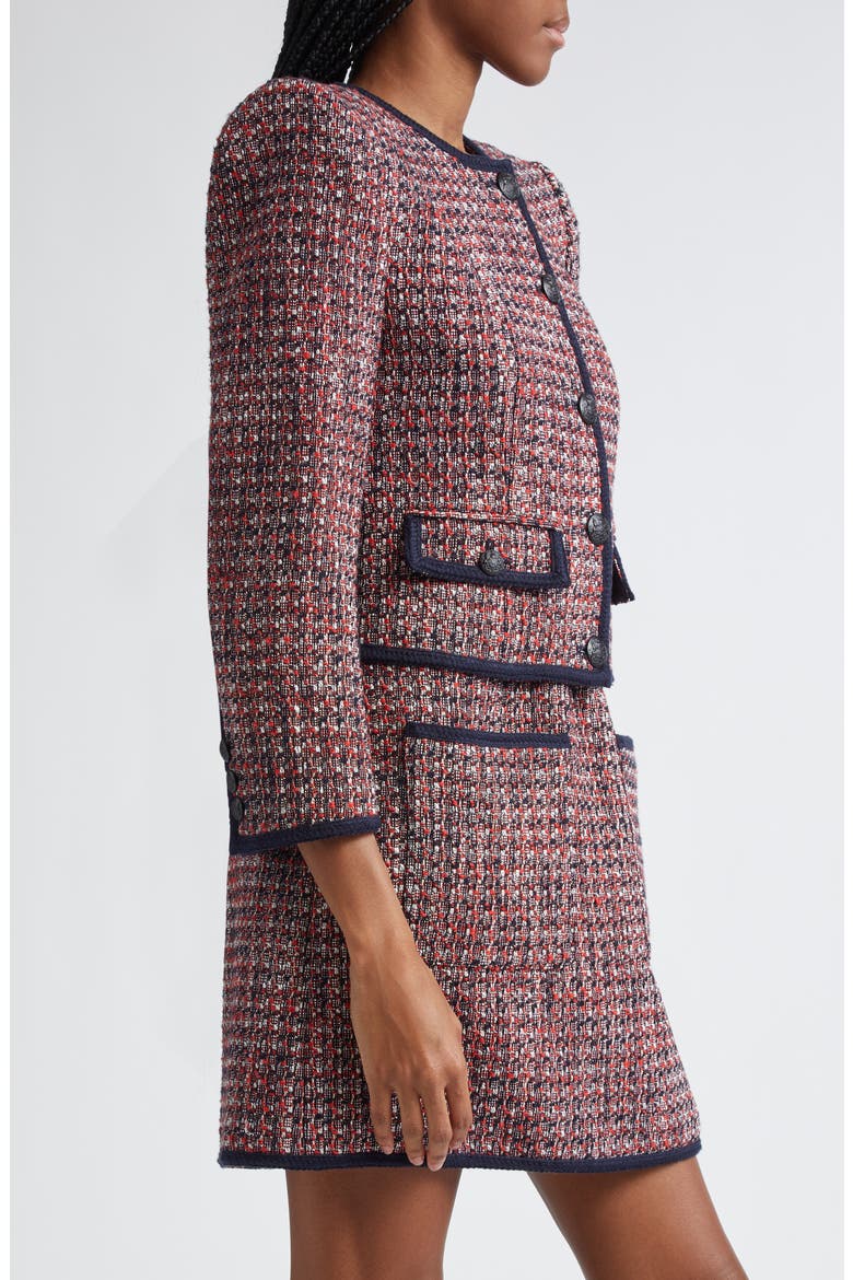 Ceres Metallic Cotton Blend Tweed Jacket, Alternate, color, RED BLAZE/NAVY MULTI