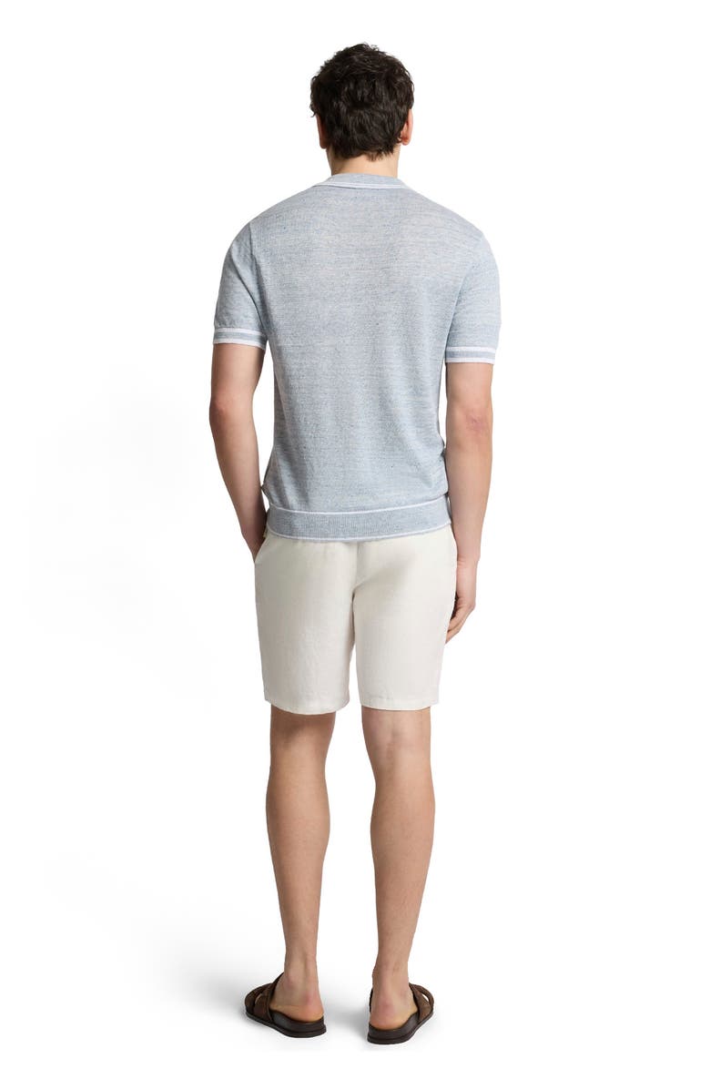 Onia Linen Knit Button Down Shirt, Alternate, color, Melange Sky