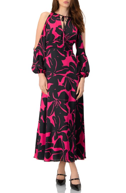 Ivonne Off-shoulder Long Sleeve Maxi Dress In Multi