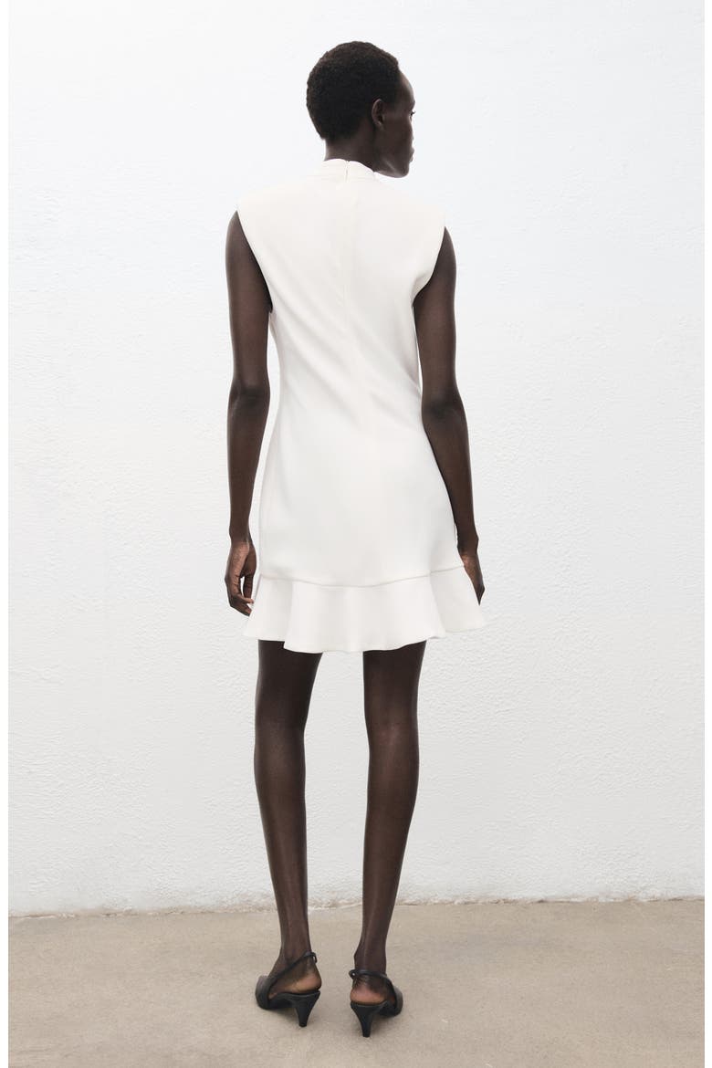 Sleeveless Mock Neck Ruffle Hem Dress, Alternate, color, ECRU