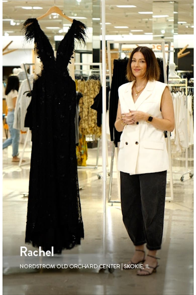 Feather Cap Sleeve Lace Gown video