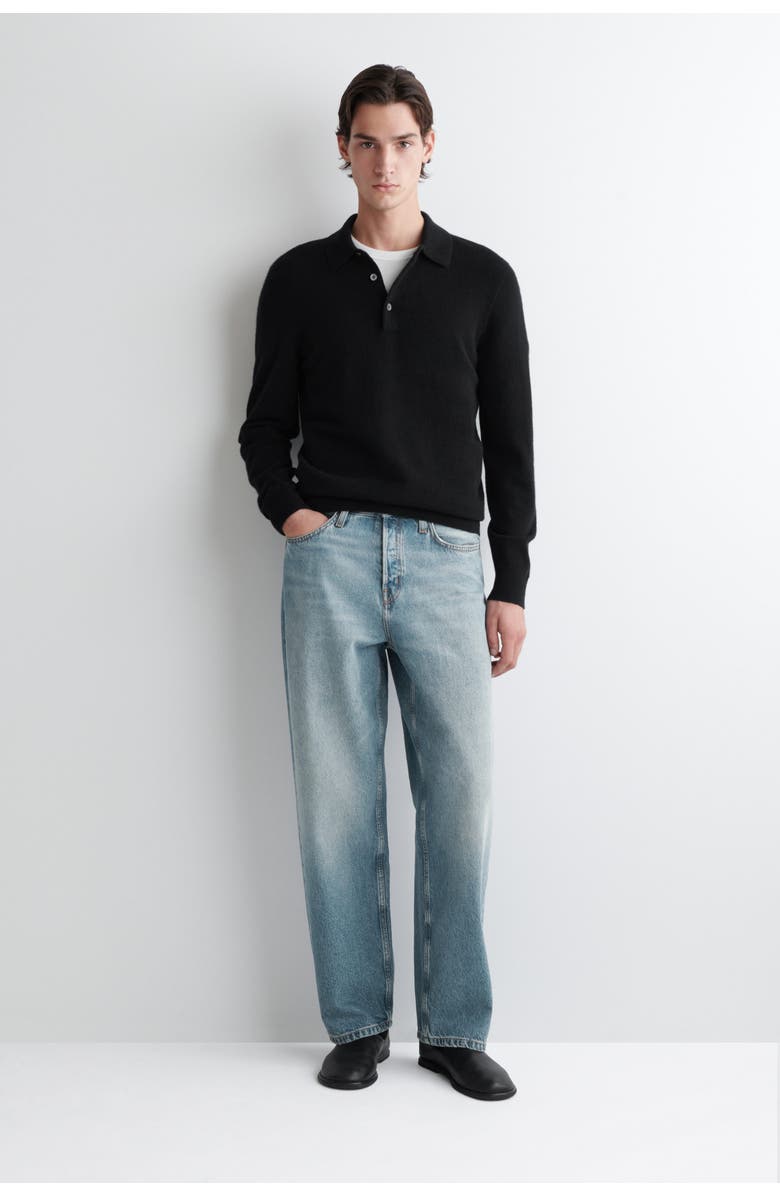 COS Seamless Cashmere Polo Shirt, Alternate, color, Black