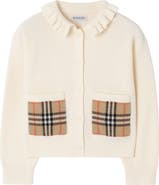Burberry Girls' Check Pocket Cotton Wool Cardigan