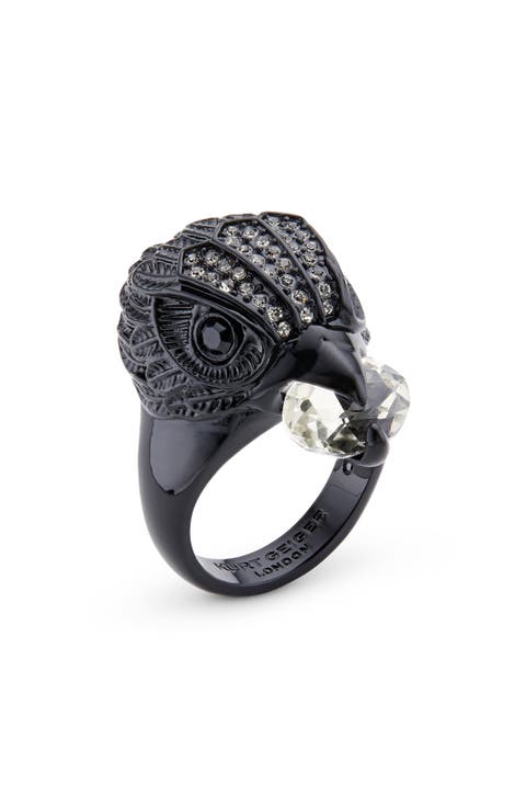 Pavé Eagle's Head Crystal Cocktail Ring