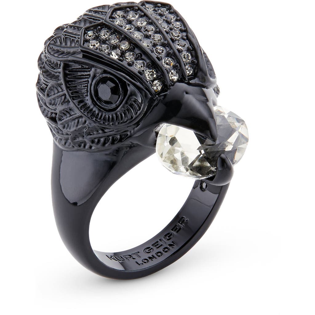 Kurt Geiger London Pavé Eagle's Head Crystal Cocktail Ring