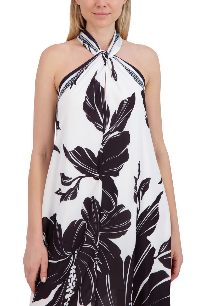 Handkerchief Halter Dress, Alternate, color, WHITE/ BLACK