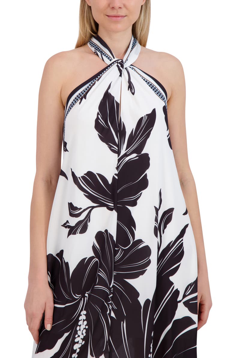 Laundry by Shelli Segal Handkerchief Halter Dress, Alternate, color, White/ Black