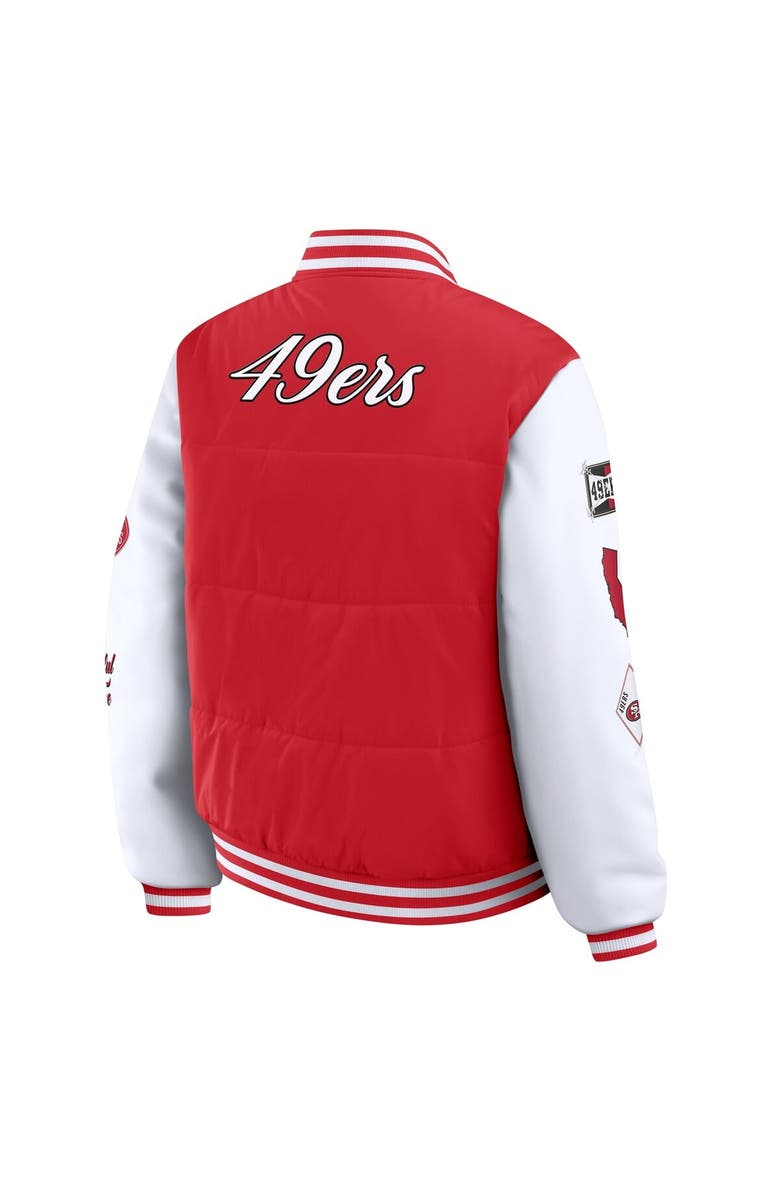 WEAR by Erin Andrews Women's WEAR by Erin Andrews Scarlet San Francisco 49ers Varsity Full-Snap Puffer Jacket, Alternate, color, Scarlet